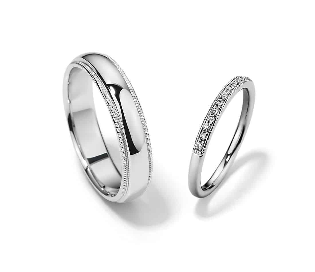 Anillos Matrimonio Oro Blanco con Diamantes 02 - Joyería