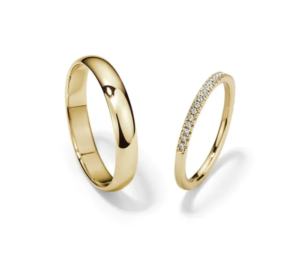 Anillos de matrimonio en oro amarillo con diamantes estilo FRANCÉS V 1