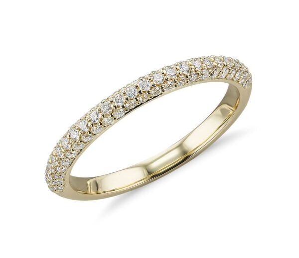 Anillos de matrimonio en oro amarillo con diamantes estilo PAVE ewa joyeria 2