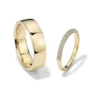 Anillos de matrimonio oro amarillo estilo PAVÉ
