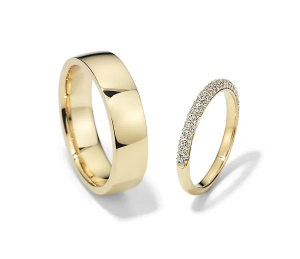 Anillos de matrimonio oro amarillo estilo PAVÉ