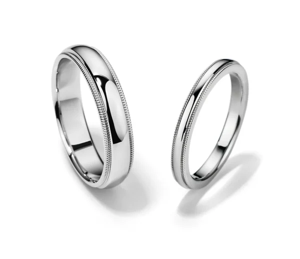 Anillos de matrimonio para parejas en oro blanco ajuste CÓMODO 1