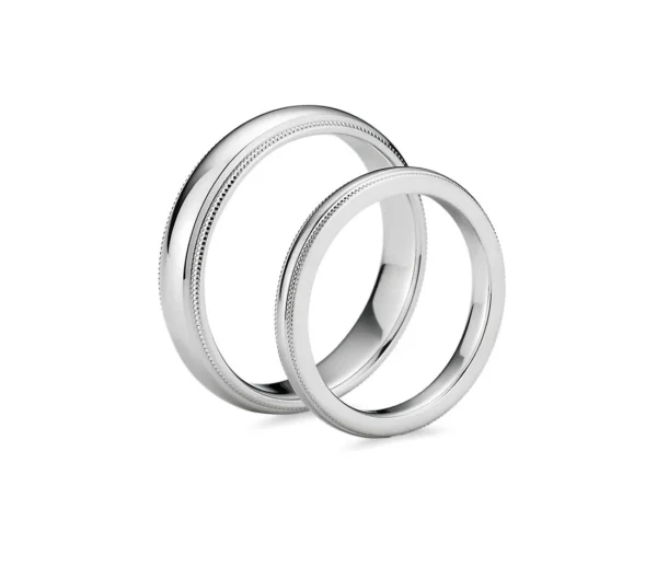 Anillos de matrimonio para parejas en oro blanco ajuste CÓMODO