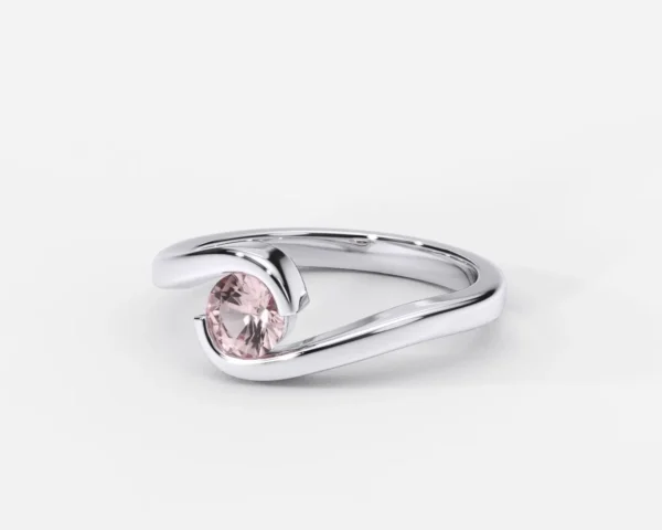 EWA joyería Anillo de compromiso en oro blanco con dimanate solitario estilo DERIVACIÓN 3