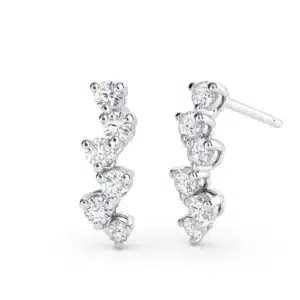 Aretes en oro blanco con diamantes estilo LLUVIA
