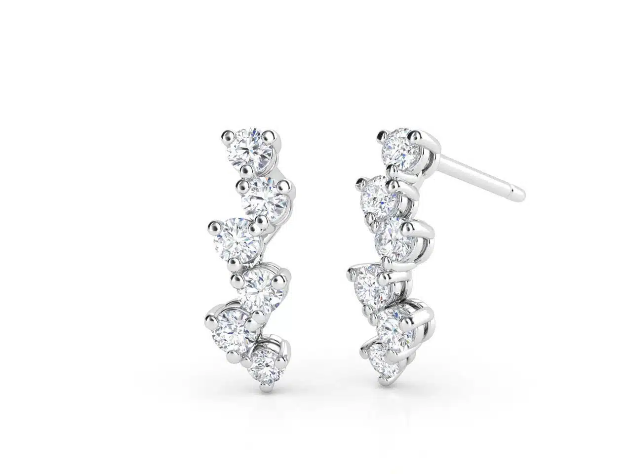 Aretes en oro blanco con diamantes estilo LLUVIA Aretes en oro blanco con diamantes estilo LLUVIA