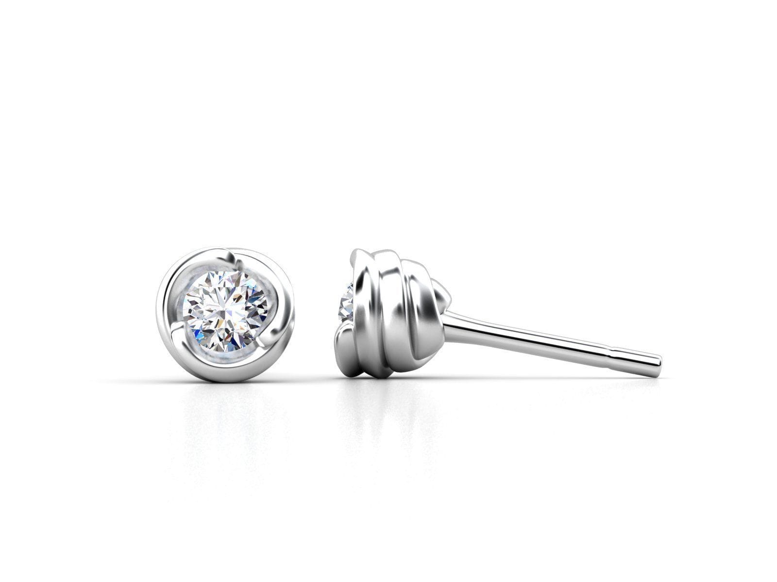 Aretes trebol en oro blanco con diamantes ewa joyeria 2