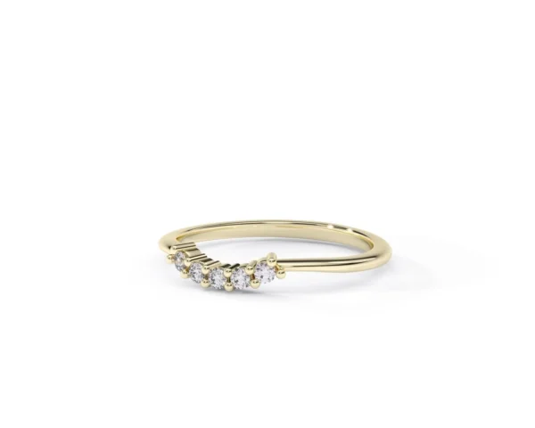 Anillo oro amarillo ajuste barra con diamantes 3