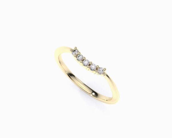 Anillo de compromiso oro amarillo ajuste barra con diamantes 4