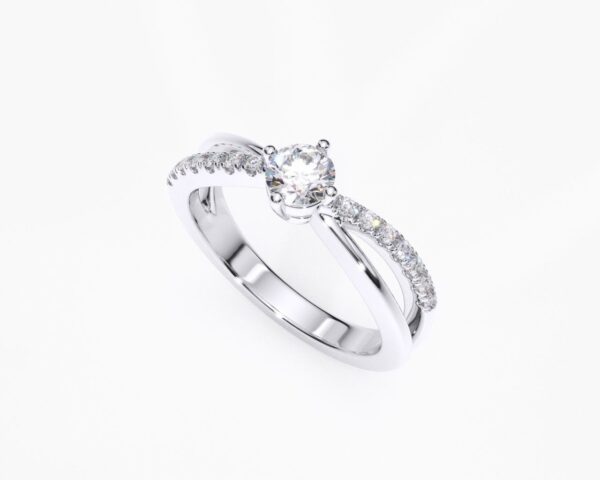 Anillo de compromiso de oro blanco con diamantes estilo BRIDAL