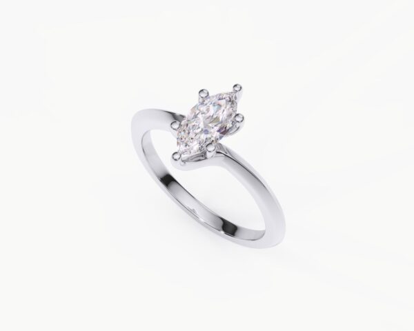 Anillo de compromiso oro blanco con diamante estilo MARQUISE 4