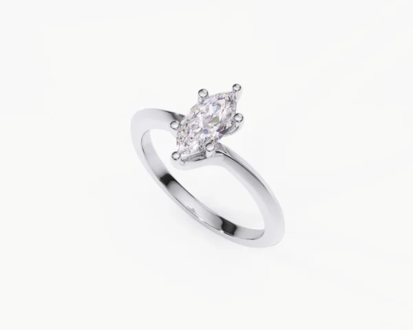 Anillo de compromiso oro blanco con diamante estilo PERA 4