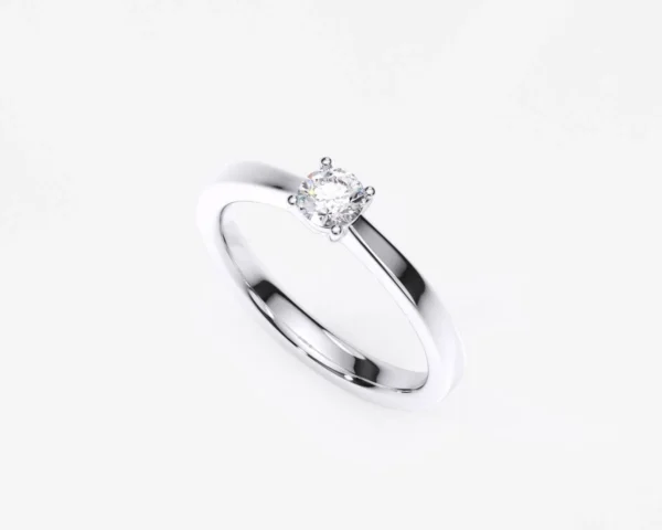 Anillo de compromiso oro blanco con diamante estilo TRADICIONAL CESTA 4