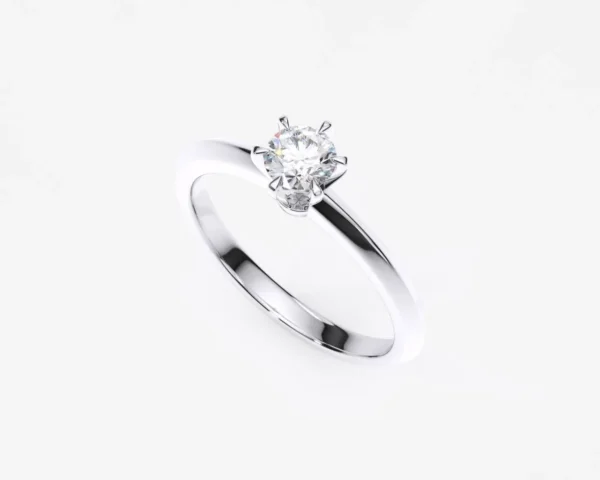 Anillo de compromiso oro blanco con diamantes estilo TRADICIONAL 6 PUNTAS 3