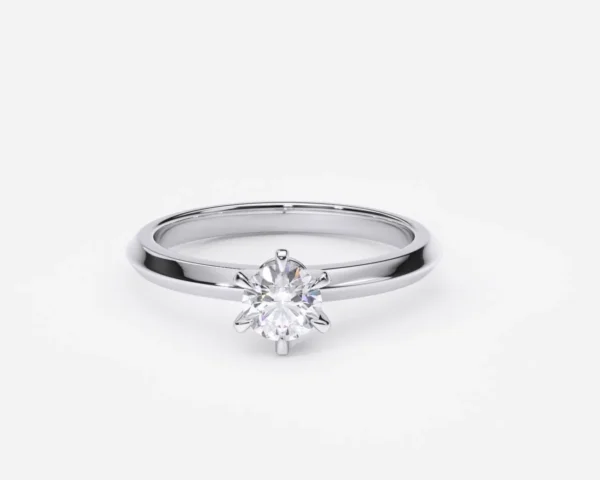 Anillo de compromiso oro blanco con diamantes estilo TRADICIONAL 6 PUNTAS