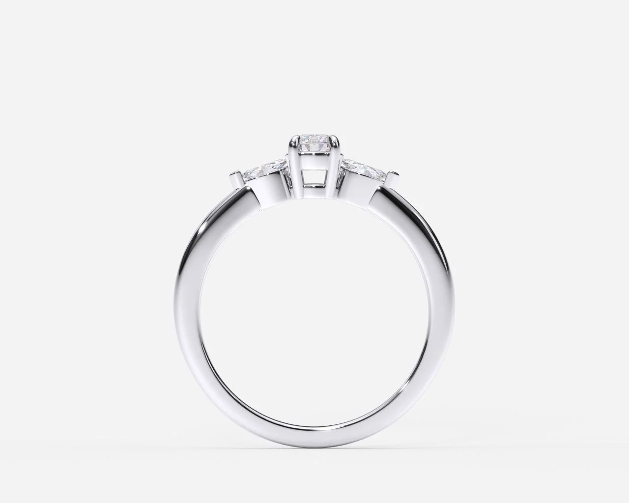 Anillo de compromiso oro blanco con diamantes estilo TRIO 2 Anillo de compromiso oro blanco con diamantes estilo TRIO 2