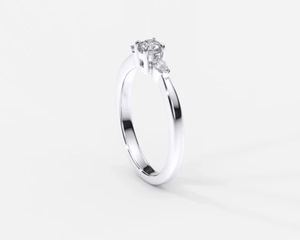 Anillo de compromiso oro blanco con diamantes estilo TRIO 4