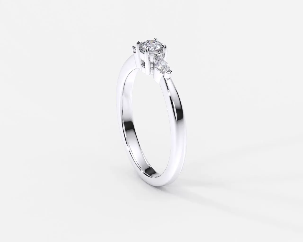 Anillo de compromiso oro blanco con diamantes estilo TRIO 4 Anillo de compromiso oro blanco con diamantes estilo TRIO 4