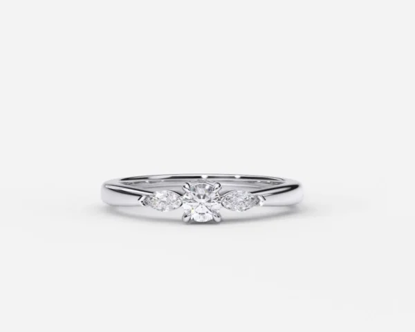 Anillo de compromiso oro blanco con diamantes estilo TRIO