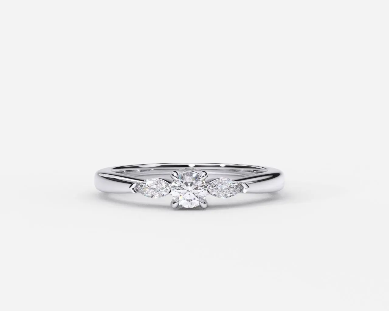 Anillo de compromiso oro blanco con diamantes estilo TRIO Anillo de compromiso oro blanco con diamantes estilo TRIO