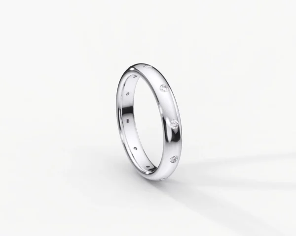Anillo de matrimonio en oro blanco con diamantes hombre estilo FLUSH EWA joyeria 1