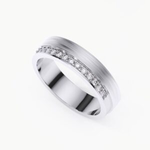 Anillo de matrimonio en oro blanco con diamantes hombre estilo GRAIN EWA joyeria 1