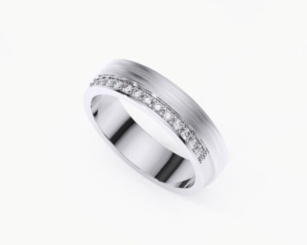 Anillo de matrimonio en oro blanco con diamantes hombre estilo GRAIN EWA joyeria 1