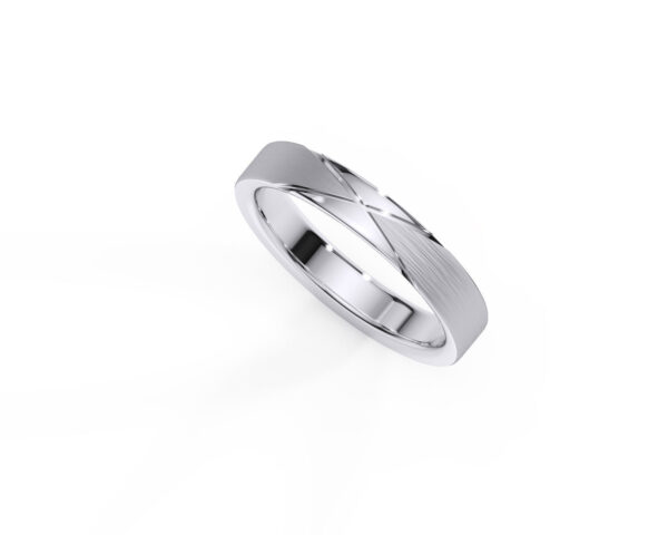 Anillo de matrimonio en oro blanco hombre estilo X EWA joyeria 1