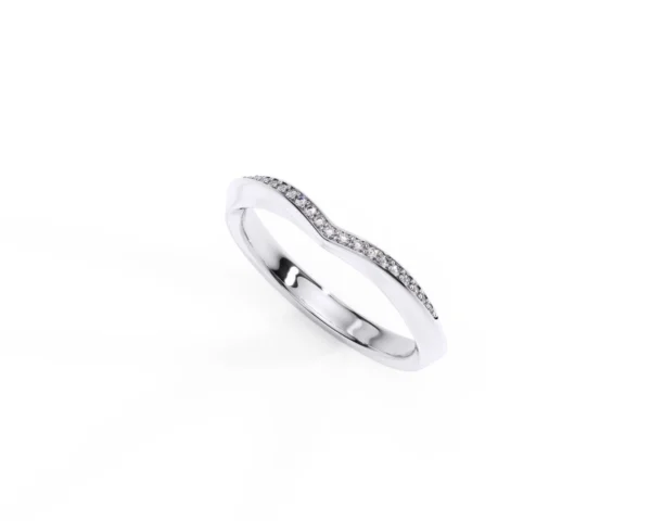 Anillo de matrimonio mujer en oro blanco con diamantes ajuste GRANO BRILLANTE 2