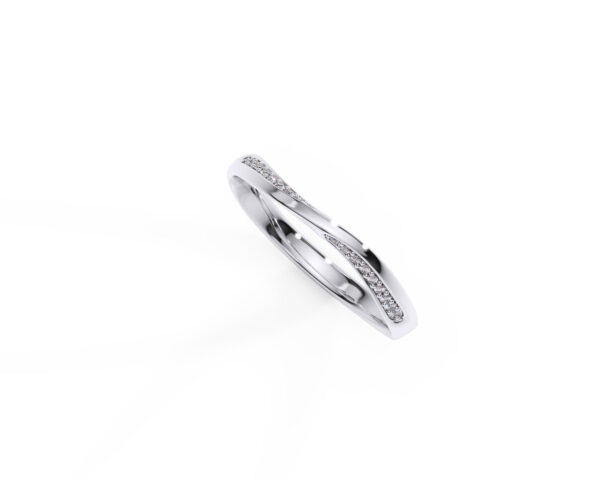 Anillo de matrimonio mujer en oro blanco con diamantes estilo FORMA LIBRE EWA Joyeria 2