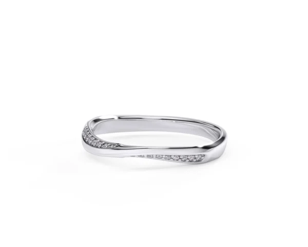 Anillo de matrimonio mujer en oro blanco con diamantes estilo FORMA LIBRE EWA Joyeria 3