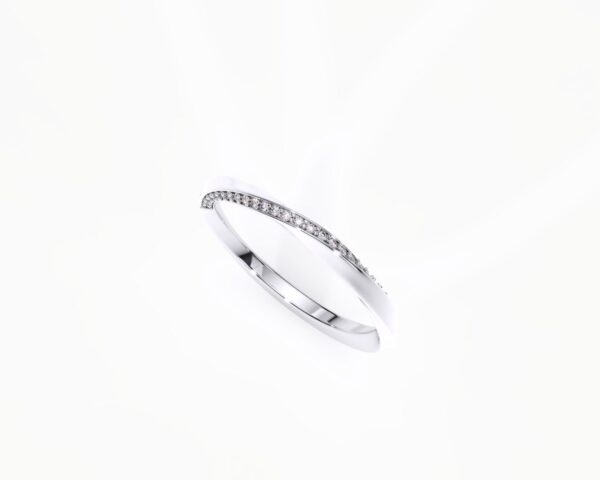 Anillo de matrimonio mujer en oro blanco con diamantes estilo FORMA LIBRE2 EWA Joyeria 2