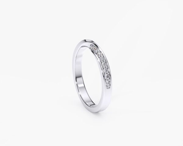 Anillo de matrimonio mujer en oro blanco con diamantes estilo PUNTAS SUPERFICIALES EWA Joyeria 3