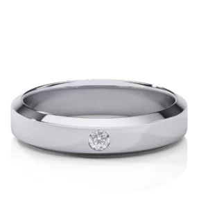 Anillo de matrimonio en oro blanco con diamante hombre estilo ALTERNATIVO EWA joyeria 1