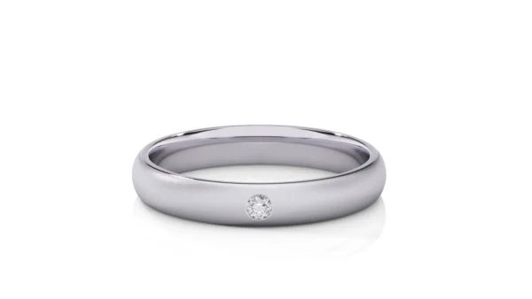 Anillo de matrimonio en oro blanco con diamante hombre estilo D-SHAPED EWA joyeria 1