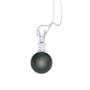 cadena perla negra dije con diamante ewa joyeria 2