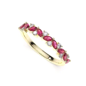 Anillo en oro amarillo con diamantes y rubíes MARQUESA