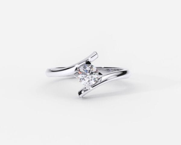 EWA joyeria Anillo de compromiso en oro blanco con diamantes estilo DETOUR
