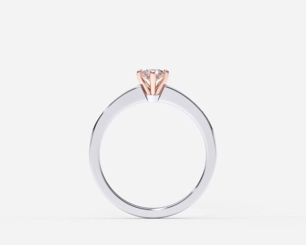 EWA joyeria Anillo de compromiso en oro blanco-rosado con diamantes ajuste GRANO BRILLANTE 2