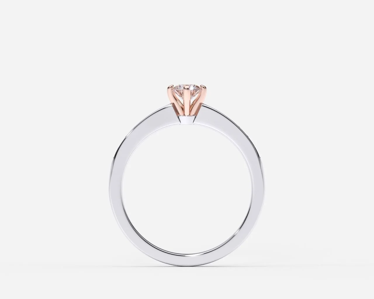 EWA joyeria Anillo de compromiso en oro blanco-rosado con diamantes ajuste GRANO BRILLANTE 2