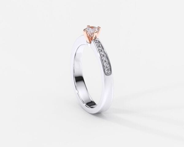 EWA joyeria Anillo de compromiso en oro blanco-rosado con diamantes ajuste GRANO BRILLANTE 3
