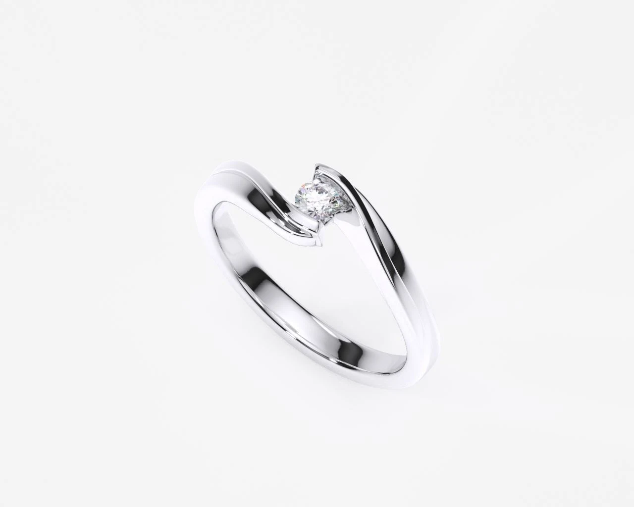 Anillo de compromiso en oro blanco con diamantes estilo FORMA LIBRE 4 4