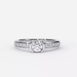 EWA Anillo de compromiso en oro blanco con diamantes estilo TENSIÓN 2