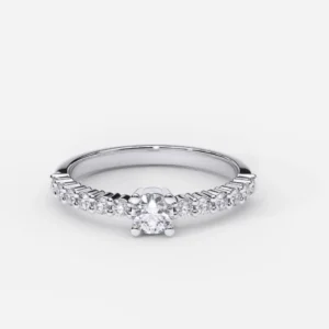 EWA joyería Anillo de compromiso en oro blanco con diamantes estilo BARRA 3 3