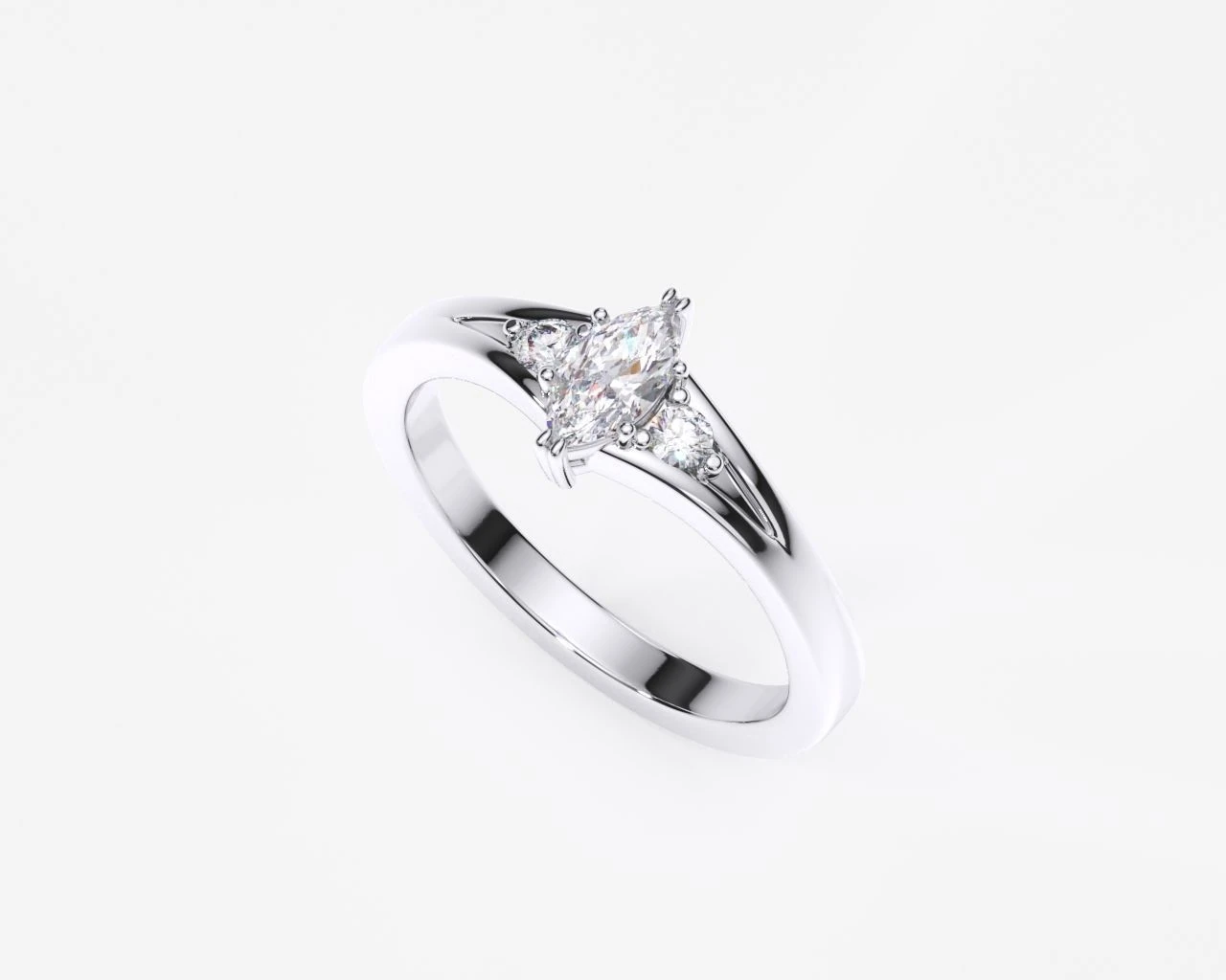 anillo de compromiso en oro blanco de 18 quilates con diamantes estilo MARQUESA 2 2