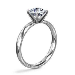 Anillo de compromiso diamante SOLITARIO en oro blanco ajuste CÓMODO