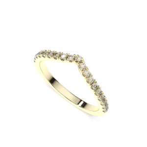 Anillo en oro amarillo con diamantes estilo en V ajuste escalopa