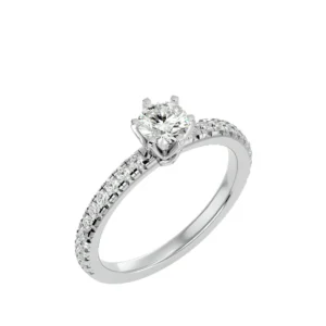 Anillo compromiso oro blanco diamante solitario estilo 6 PUNTAS CHANEL