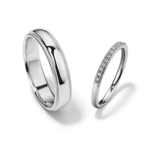 Anillos de Matrimonio en oro blanco con diamantes estilo PAVÉ