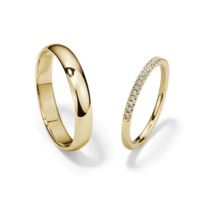 Anillos de matrimonio en oro amarillo con diamantes estilo FRANCÉS V